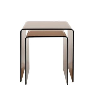 Side Table Vetro Set of 2 Brown