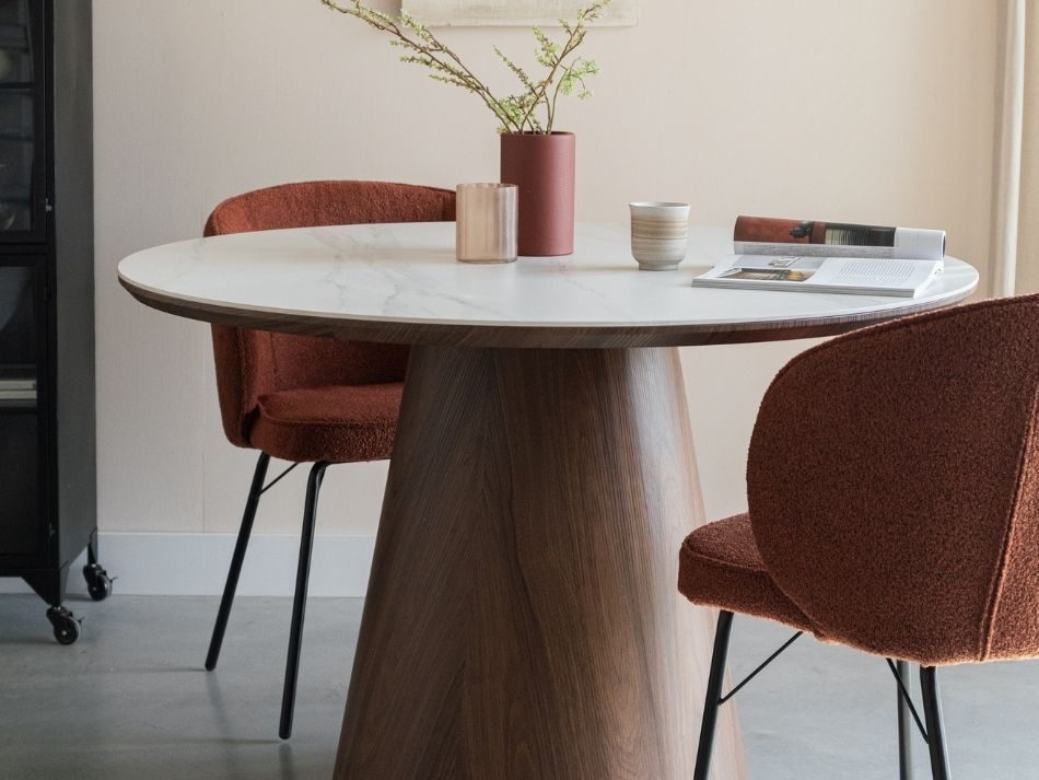 Dining Table Almira Round Walnut 2