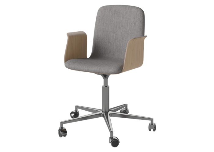 PALM CHAIR WITH VENEERED ARMREST AND WHEELS