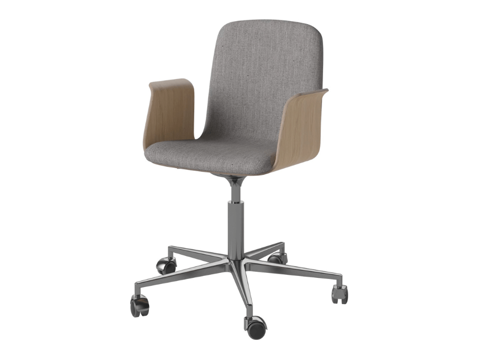 PALM CHAIR WITH VENEERED ARMREST AND WHEELS