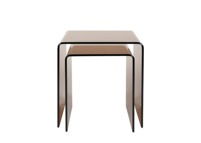 Side Table Vetro Set of 2 Brown 1