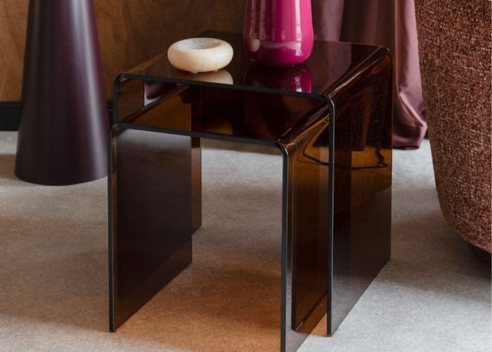 Side Table Vetro Set of 2 Brown 2