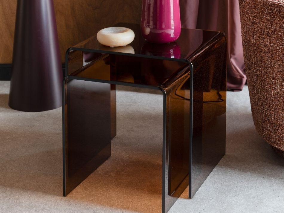 Side Table Vetro Set of 2 Brown 2