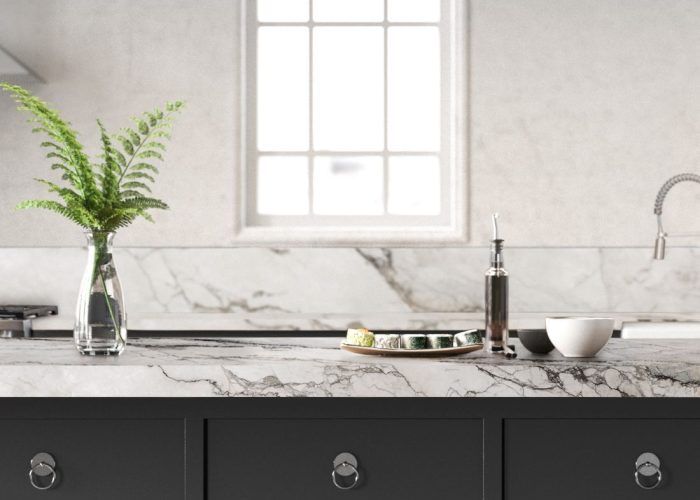 Black industrial kitchen. Render image.